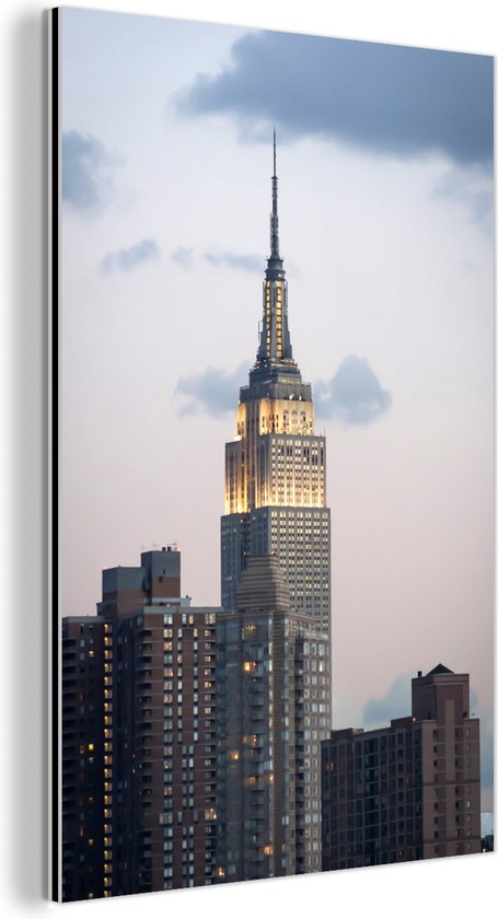 Wanddecoratie Metaal - Aluminium Schilderij Industrieel - Empire State Building Manhattan NY - 40x60 cm - Dibond - Foto op aluminium - Industriële muurdecoratie - Voor de woonkamer/slaapkamer