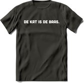 Kattenbaas - Katten T-Shirt Kleding Cadeau | Dames - Heren - Unisex | Kat / Dieren shirt | Grappig Verjaardag kado | Tshirt Met Print | - Donker Grijs - XXL