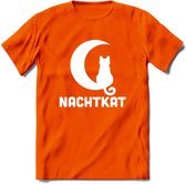 Nachtkat- Katten T-Shirt Kleding Cadeau | Dames - Heren - Unisex | Kat / Dieren shirt | Grappig Verjaardag kado | Tshirt Met Print | - Oranje - L