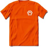 Cat Paw - Katten T-Shirt Kleding Cadeau | Dames - Heren - Unisex | Kat / Dieren shirt | Grappig Verjaardag kado | Tshirt Met Print | - Oranje - 3XL