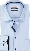 MARVELIS comfort fit overhemd - lichtblauw met wit geruit (contrast) - Strijkvrij - Boordmaat: 42