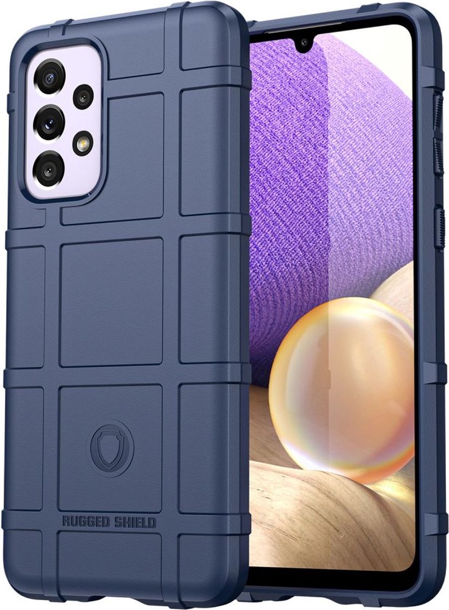 Rugged Shield Hoesje Geschikt voor Samsung Galaxy A33 - Back Cover Schokbestendig - Flexibel TPU - Verhoogde Randen voor extra Camera Bescherming - Blauw