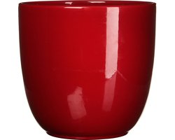 Mica Decorations Plantenpot - rood - glans - keramiek - DD35 x HH31,5 cm - bloempot