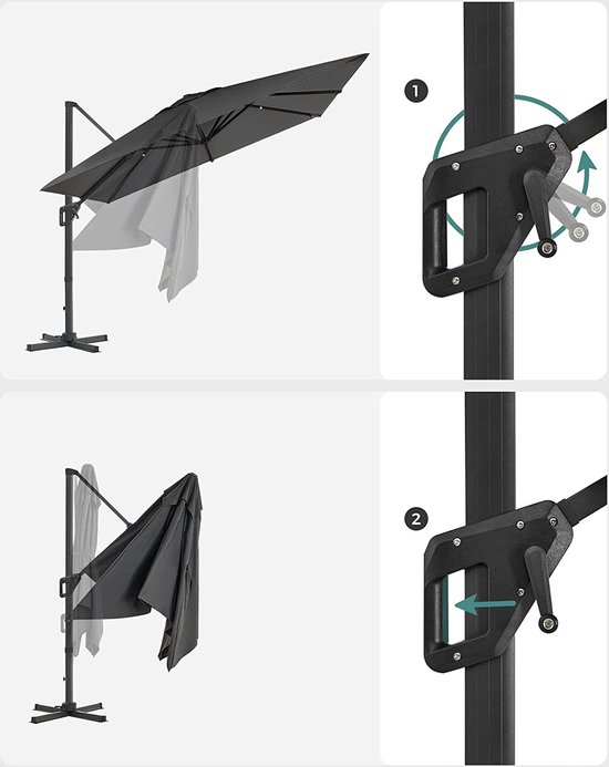 SONGMICS Parasol, zweefparasol, 300 cm, UPF 50 , 360° draaibaar
