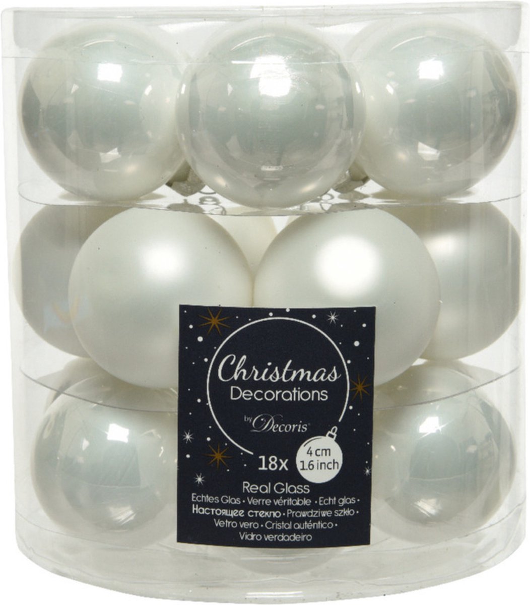 Bol.com Decoris Kleine kerstballen - 18x st - wit - D4 cm - glas - kerstversiering aanbieding