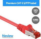 Neview - 50 meter premium S/FTP patchkabel - CAT 6 100% koper - Rood - Dubbele afscherming - (netwerkkabel/internetkabel)