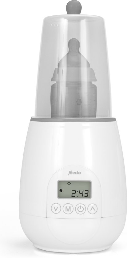 Alecto bw-700 - snelle digitale flessenwarmer 500w voor opwarmen, steriliseren en ontdooien - inclusief stoomkap - bediening via display - wit