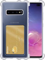 Hoesje - Geschikt voor Samsung Galaxy S10 - Met Pashouder en Kaarthouder - Telefoon Hoes Shockproof - Siliconen Case - Shock Proof - Back Cover - Pasjes Houder - Telefoonhoes - Transparant