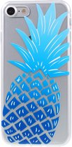 Peachy Blauwe ananas case TPU iPhone 7 8 SE 2020 SE 2022 Doorzichtig hoesje Blue