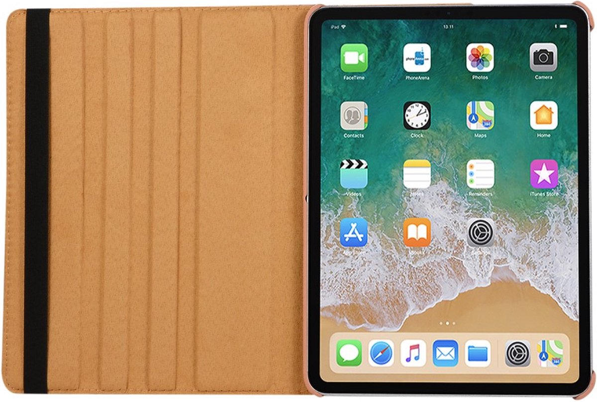 Peachy Wereldkaart Opdruk Lederen iPad Pro 11-inch 2018 Case Hoes Draaibaar Standaard - Bruin