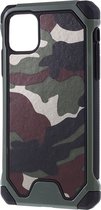 Peachy Camouflage Leger Hybride Lederen TPU Polycarbonaat iPhone 11 Pro Max Hoesje Case - Groen
