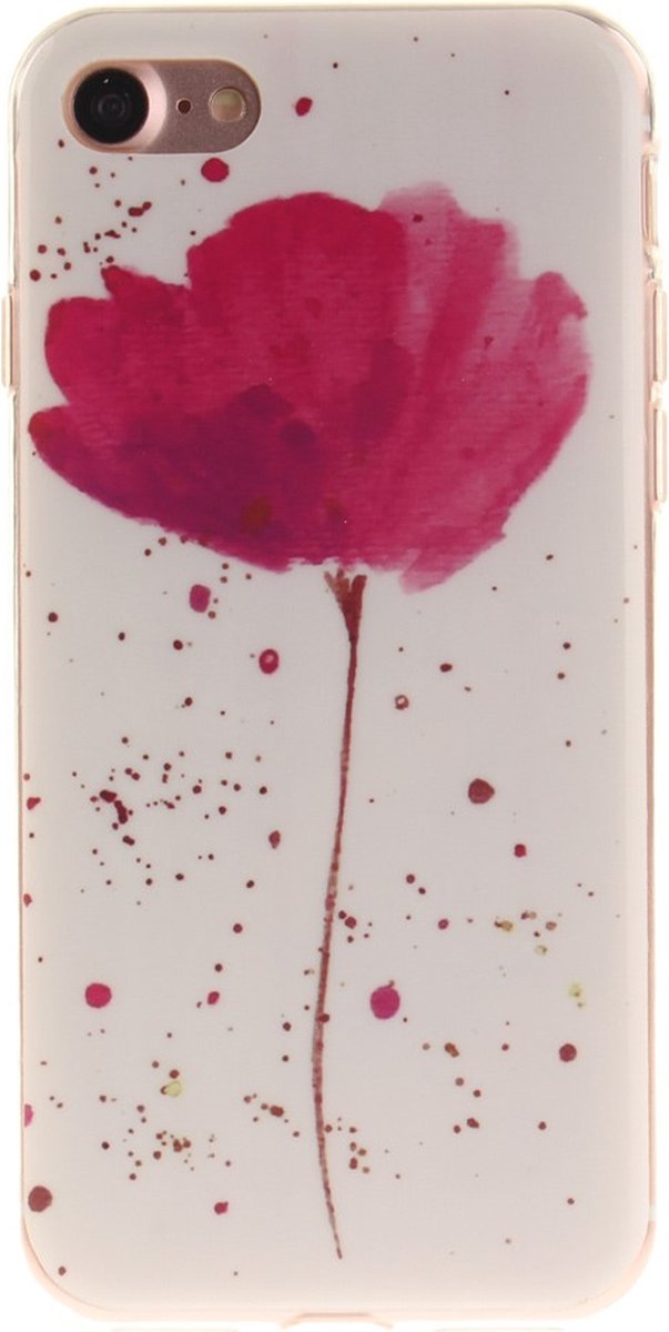 Peachy Klaproos TPU hoesje geschikt voor iPhone 7 8 SE 2020 SE 2022 - Wit Roze