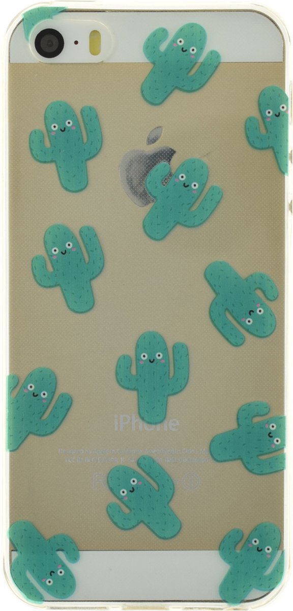 Peachy Transparant cactus geschikt voor iPhone 5 5s en SE 2016 TPU hoesje cover
