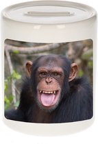 Dieren chimpansee foto spaarpot 9 cm jongens en meisjes - Cadeau spaarpotten apen liefhebber
