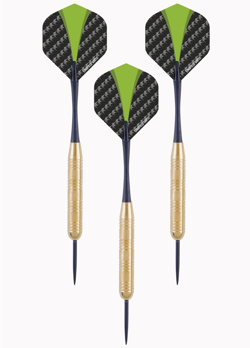 2x Set van 3 dartpijlen Longfield darts brass 22 grams - Darten/darts sport artikelen pijltjes messing - Kinderen/volwassenen