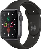 Siliconen Sportbandje | Geschikt voor Apple Watch | 42 mm | 44 mm | 45 mm | S/M | iWatch bandje | Horlogebandje | Series 1 2 3 4 5 6 7 SE | Roestvrij - Zwart