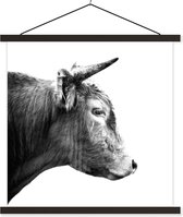 Porte-affiche avec affiche - Affiche scolaire - Highlander écossais - Corne - Zwart - Wit - 40x40 cm - Lattes noires