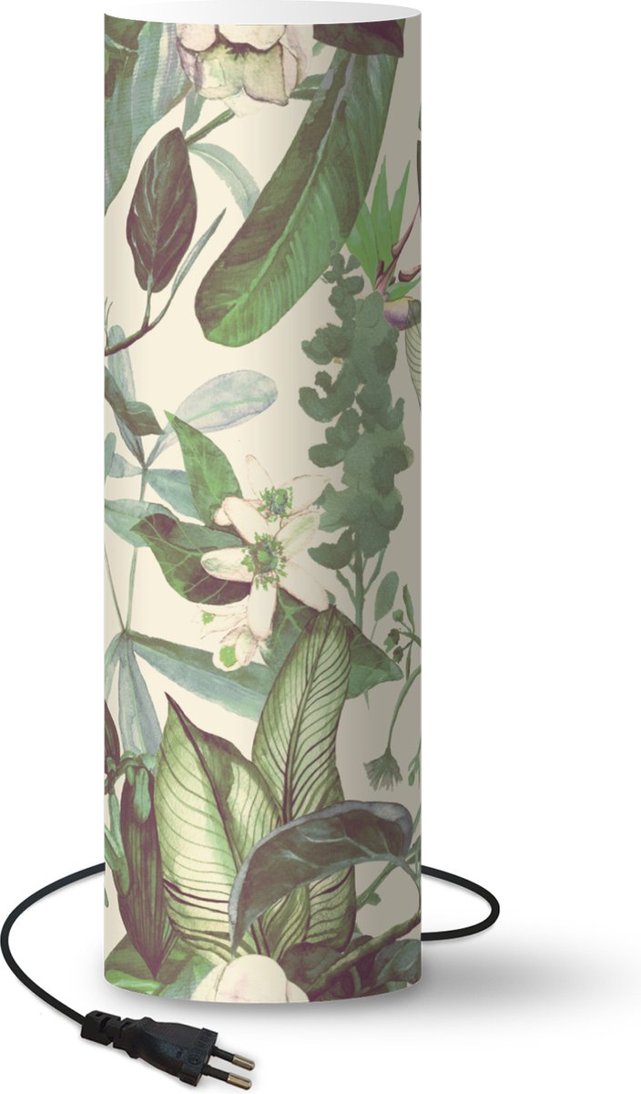 Lamp - Nachtlampje - Tafellamp slaapkamer - Flora - Jungle - Vintage - Patronen - 60 cm hoog - Ø19.1 cm - Inclusief LED lamp