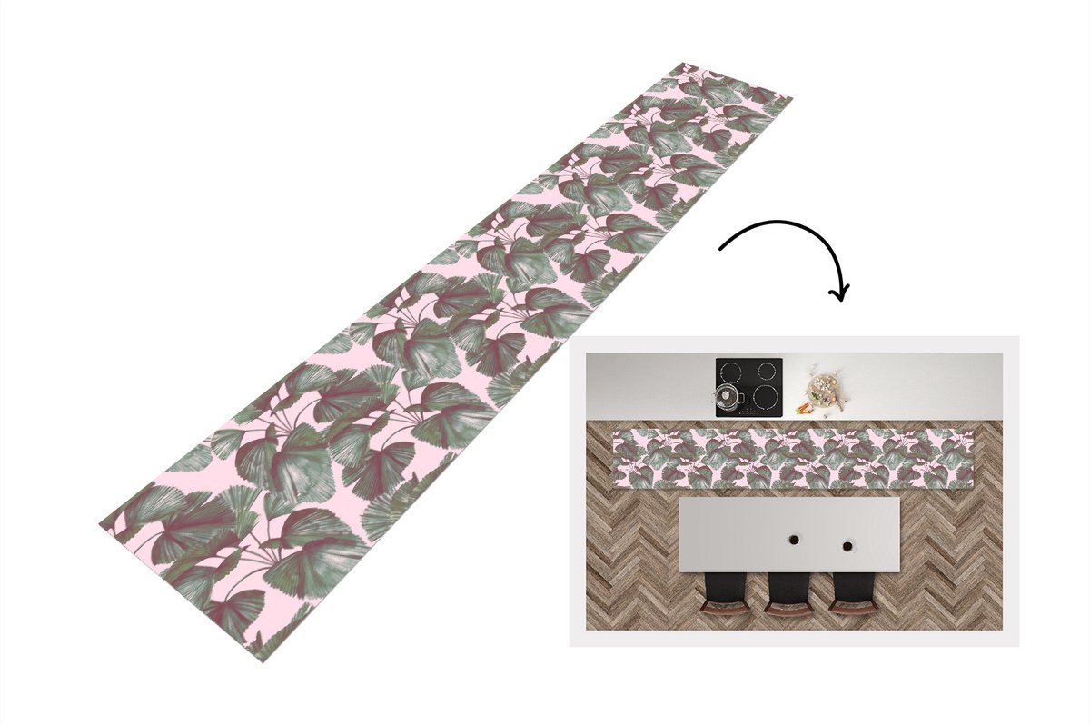 KitchenYeah Keukenloper - Keukenmat - Bladeren - Vintage - Tropisch - Patronen - Keuken vloerkleed Multicolor