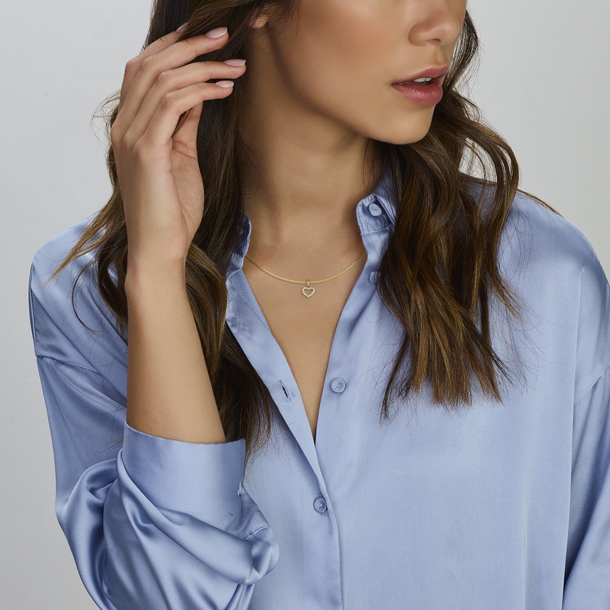 The Jewelry Collection Hanger Hart Zirkonia - Goud