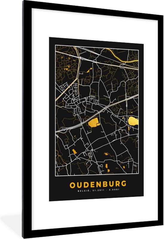 Fotolijst incl. Poster - Kaart - Oudenburg - Plattegrond - Goud ...