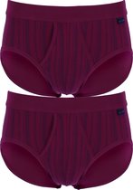 SCHIESSER Original Classics sportslips (2-pack) - Feinripp met gulp - bordeaux rood gestreept - Maat: XXL