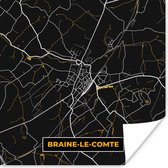 Poster Stadskaart - Braine-le-Comte - Kaart - Goud - Plattegrond - 30x30 cm