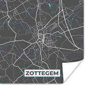 Poster België – Zottegem – Stadskaart – Kaart – Blauw – Plattegrond - 100x100 cm XXL