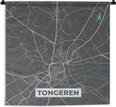 Wandkleed - Wanddoek - België – Tongeren – Stadskaart – Kaart – Blauw – Plattegrond - 120x120 cm - Wandtapijt