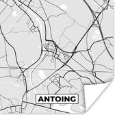 Poster Stadskaart – Plattegrond – België – Zwart Wit – Antoing – Kaart - 75x75 cm