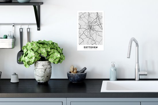 Affiche België – Zottegem – City Map – Map – Zwart Wit – Plan d'étage - 20x30 cm