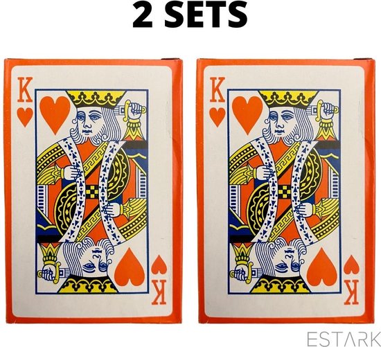 Afbeelding van het spel ESTARK® Luxe Speelkaarten 2 STUKS - Plastic Coating - Poker Kaarten - kaartspel - Spelkaarten - Spel Kaart - 2 x 56 - Gezelschapsspel - Spelen - Playing Cards (2)