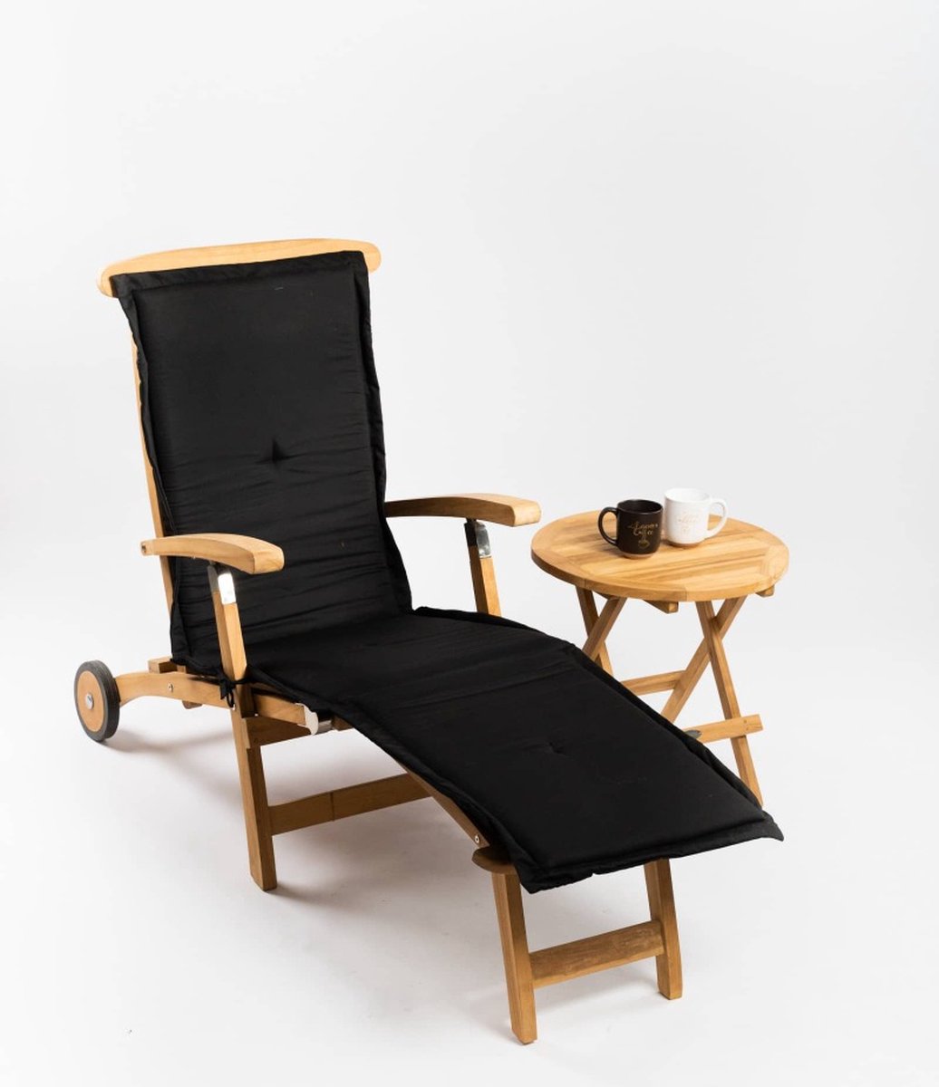 Deckchair met wielen met Rondo tafeltje | Zwart Kussen