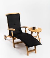 Teakea - Deckchair met wielen met Rondo tafeltje | Zwart Kussen