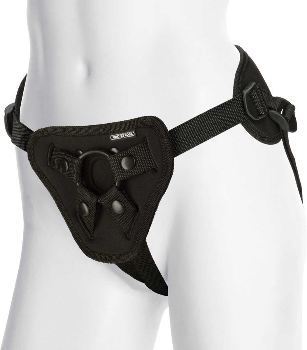 Goedkoopste Doc Johnson Vac-U-Lock voorbinddildo Supreme Harness zwart