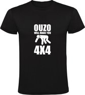 Ouzo will make you 4x4  Heren T-shirt | drank | alcohol | sterke drank | Grieks | Zwart
