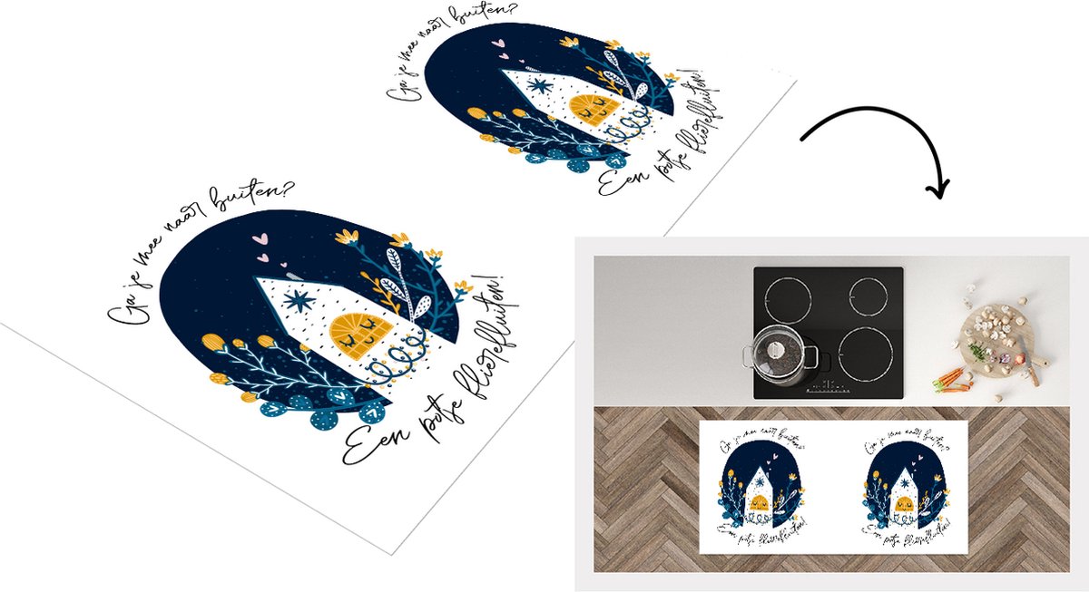 KitchenYeah Keukenloper - Loper keuken - Quotes - Spreuken - Ga je mee naar buiten? - 120x60 cm - Keukenloper vinyl Multicolor