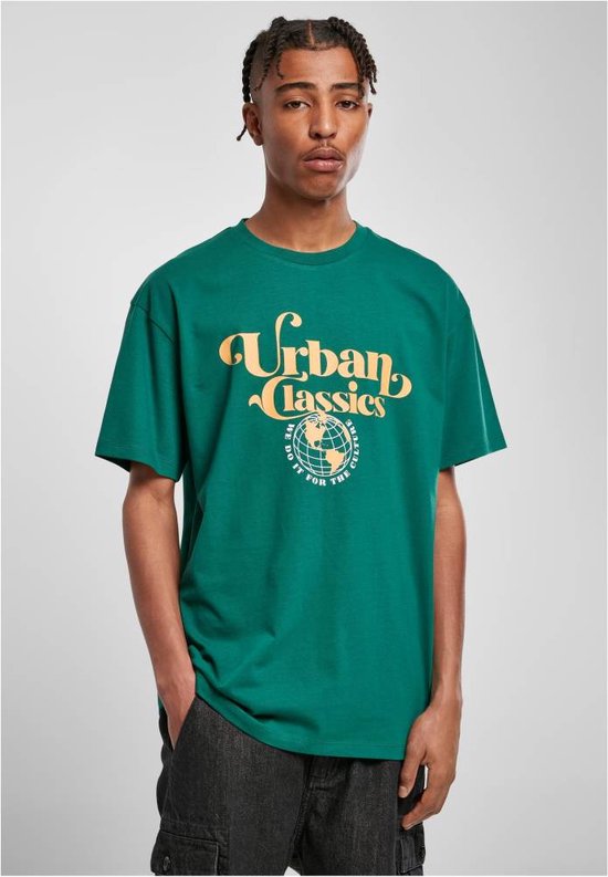 Urban Classics - Organic Globe Logo Heren T-shirt - 3XL - Groen