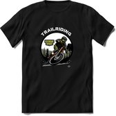 Trailriding T-Shirt | Mountainbike Fiets Kleding | Dames / Heren / Unisex MTB shirt | Grappig Verjaardag Cadeau | Maat 3XL