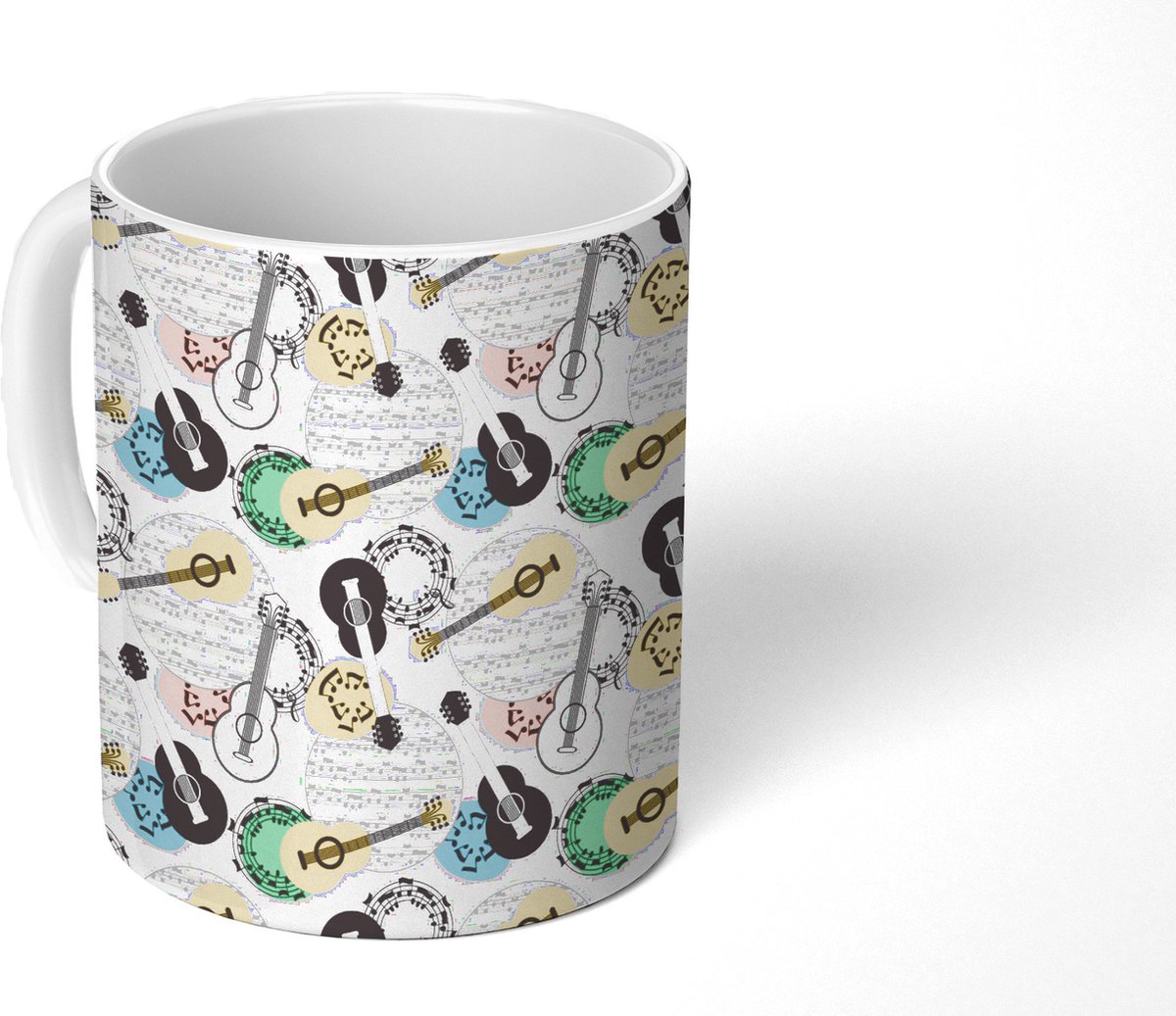 Mok - Koffiemok - Gitaar - Muziek - Patronen - Abstract - Mokken - 350 ML - Beker - Koffiemokken - Theemok