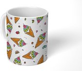 Mok - Koffiemok - IJshoorntjes - Hartjes - Design - Mokken - 350 ML - Beker - Koffiemokken - Theemok