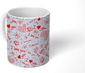 Mok - Koffiemok - Doodle - Patroon - Liefde - Mokken - 350 ML - Beker - Koffiemokken - Theemok