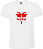 Wit T shirt met print van " Vendetta " print Rood size XXXL