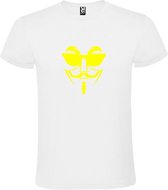 Wit T shirt met print van " Vendetta " print Neon Geel size XXXL