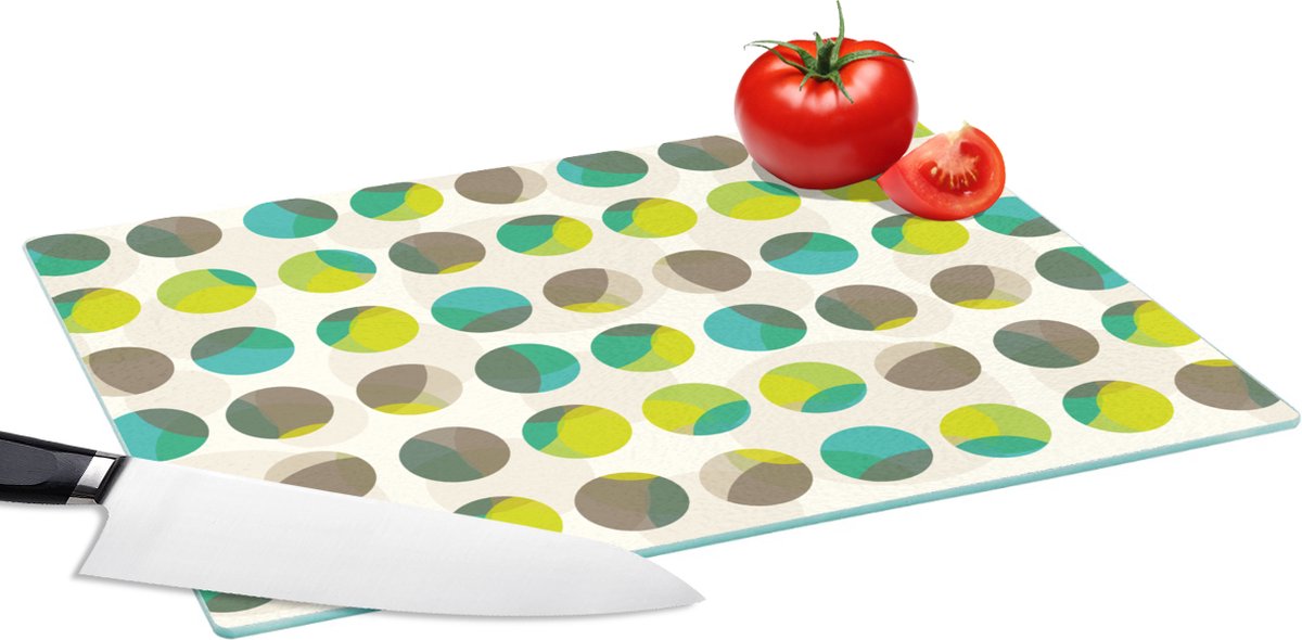Glazen Snijplank - 39x28 - Cirkel - Groen - Patroon - Snijplanken Glas