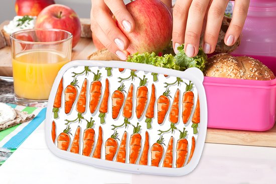 Breadbox Rose - Lunchbox - Breadbox - Carotte - Légumes - Motifs - 18x12x6 cm - Enfants - Fille