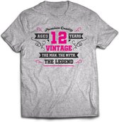 12 Jaar Legend - Feest kado T-Shirt Heren / Dames - Antraciet Grijs / Roze - Perfect Verjaardag Cadeau Shirt - grappige Spreuken, Zinnen en Teksten. Maat L