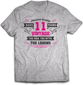 11 Jaar Legend - Feest kado T-Shirt Heren / Dames - Antraciet Grijs / Roze - Perfect Verjaardag Cadeau Shirt - grappige Spreuken, Zinnen en Teksten. Maat S