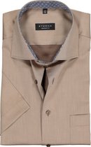 ETERNA comfort fit overhemd - twill met korte mouw - beige (contrast) - Strijkvrij - Boordmaat: 45