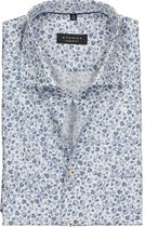ETERNA comfort fit overhemd - twill met korte mouw - blauw en wit strand dessin - Strijkvrij - Boordmaat: 41